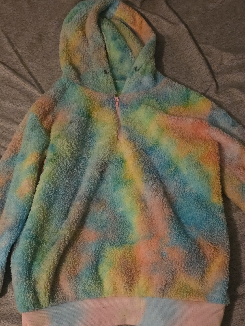 Cozy Tie-Dye Sherpa Hoodie Jacket - Multicolor
